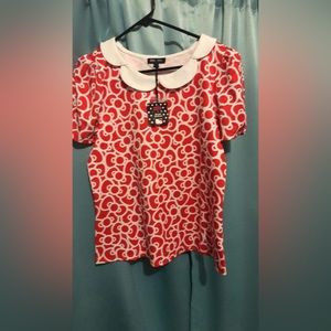 Hello kitty bow blouse. Red and white. Size Large.